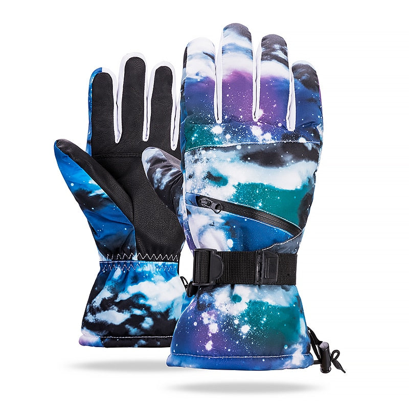 Thermal Ski Gloves Men Women Winter Fleece Waterproof Warm Snowboard 3 Fingers Touch Screen for Riding
