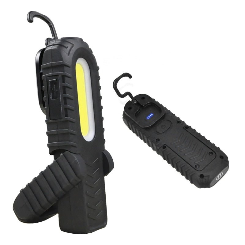 2-in-1 Rechargeable Led Work Light Portable Built-in Battery Flashlight Magnetic COB Work Light For Emergency Car Repairing