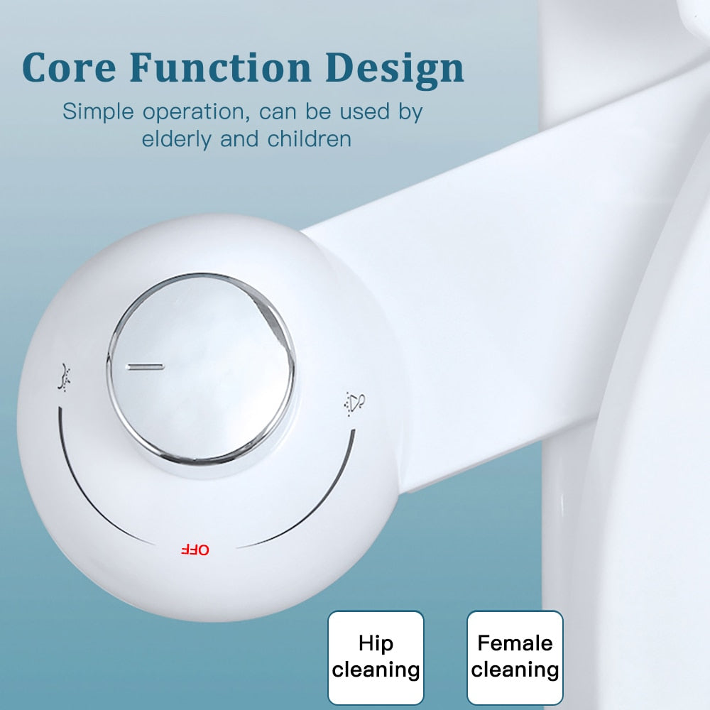 Ultra Thin Non-Electric Bidet Toilet Seat Dual Nozzle Sprayer