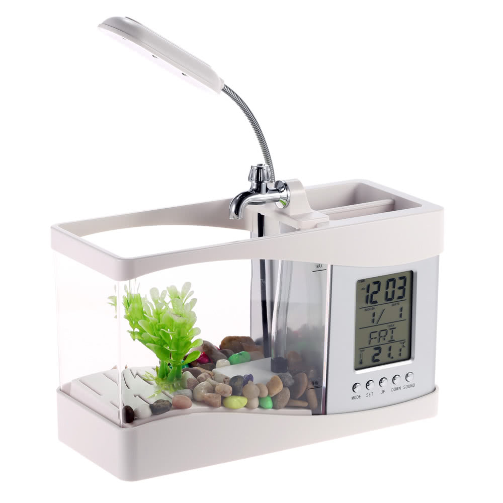 Desktop Fish Tank with LED Clock
