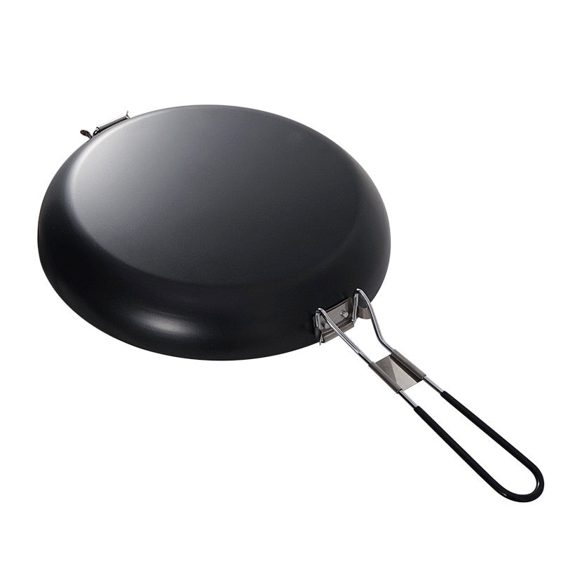 Outdoor Portable Folding Pan Small Frying Pan Camping Picnic Cookware Non-stick Pan Cooking Tableware Camping Utensils