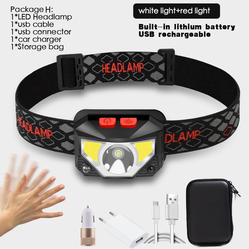 6000Lms LED Headlamp Rechargeable Body Motion Sensor Headlight Camping Flashlight Head Light Torch Lamp With USB