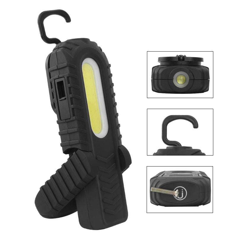2-in-1 Rechargeable Led Work Light Portable Built-in Battery Flashlight Magnetic COB Work Light For Emergency Car Repairing