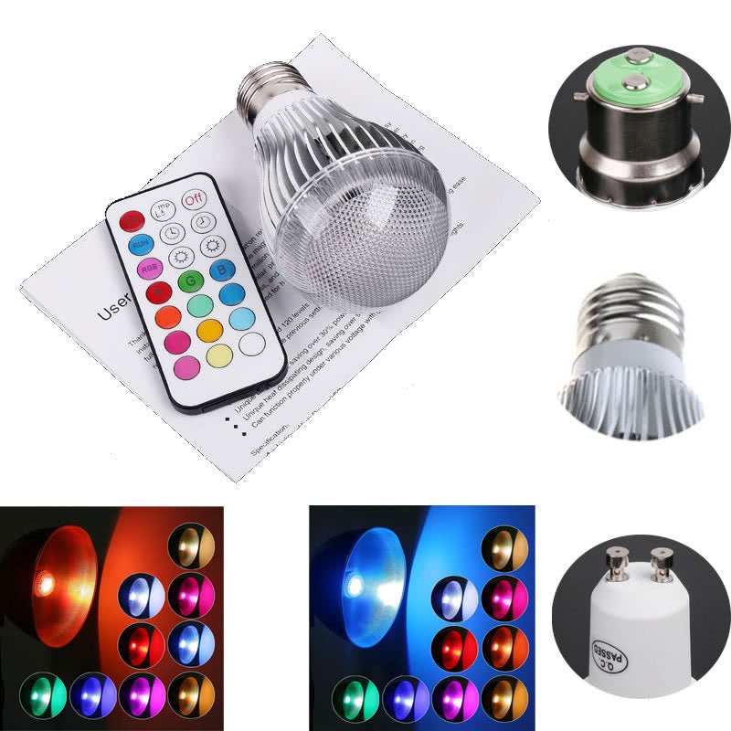 Colorful LED RGB 9W B22 Light Bulb with Remote Control