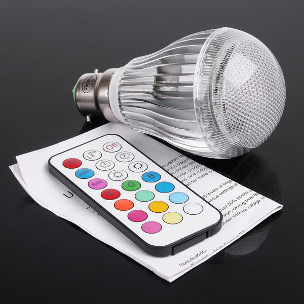 Colorful LED RGB 9W B22 Light Bulb with Remote Control
