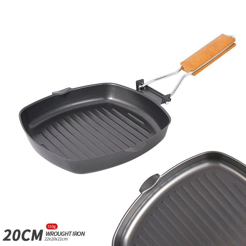 Outdoor Portable Folding Pan Small Frying Pan Camping Picnic Cookware Non-stick Pan Cooking Tableware Camping Utensils