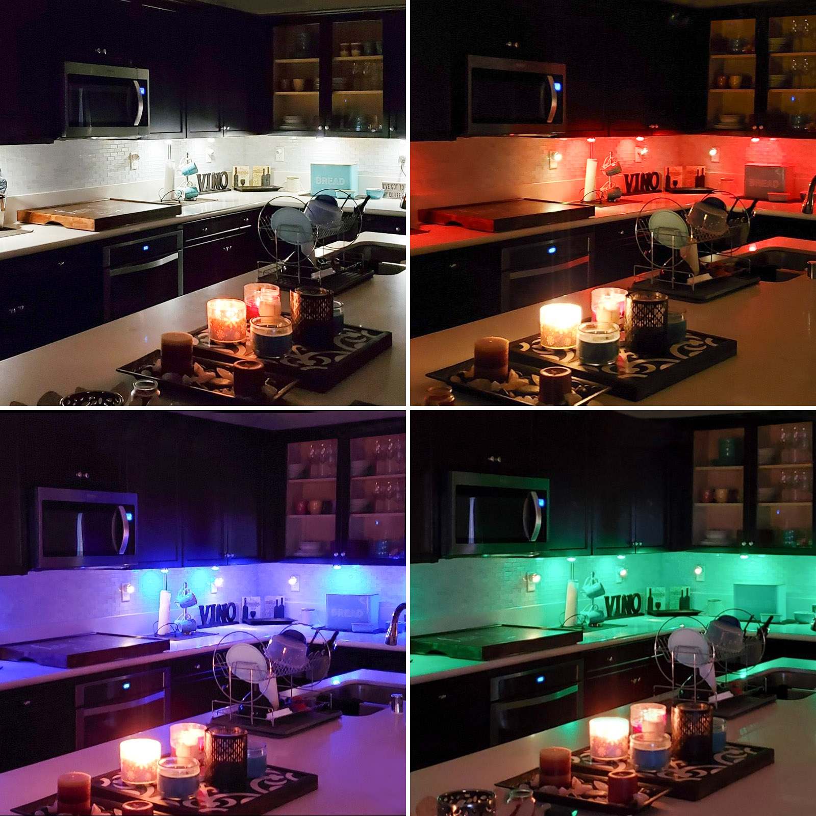 6 Pack RGB Under Cabinet Lights Led Wireless Closet with remote control Wall Lamp for Kitchen Without Battery