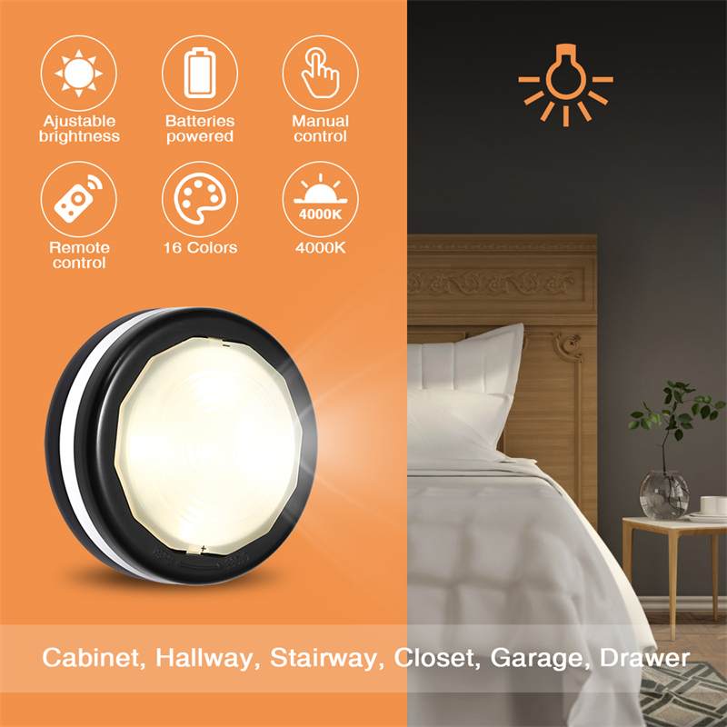 6 Pack RGB Under Cabinet Lights Led Wireless Closet with remote control Wall Lamp for Kitchen Without Battery