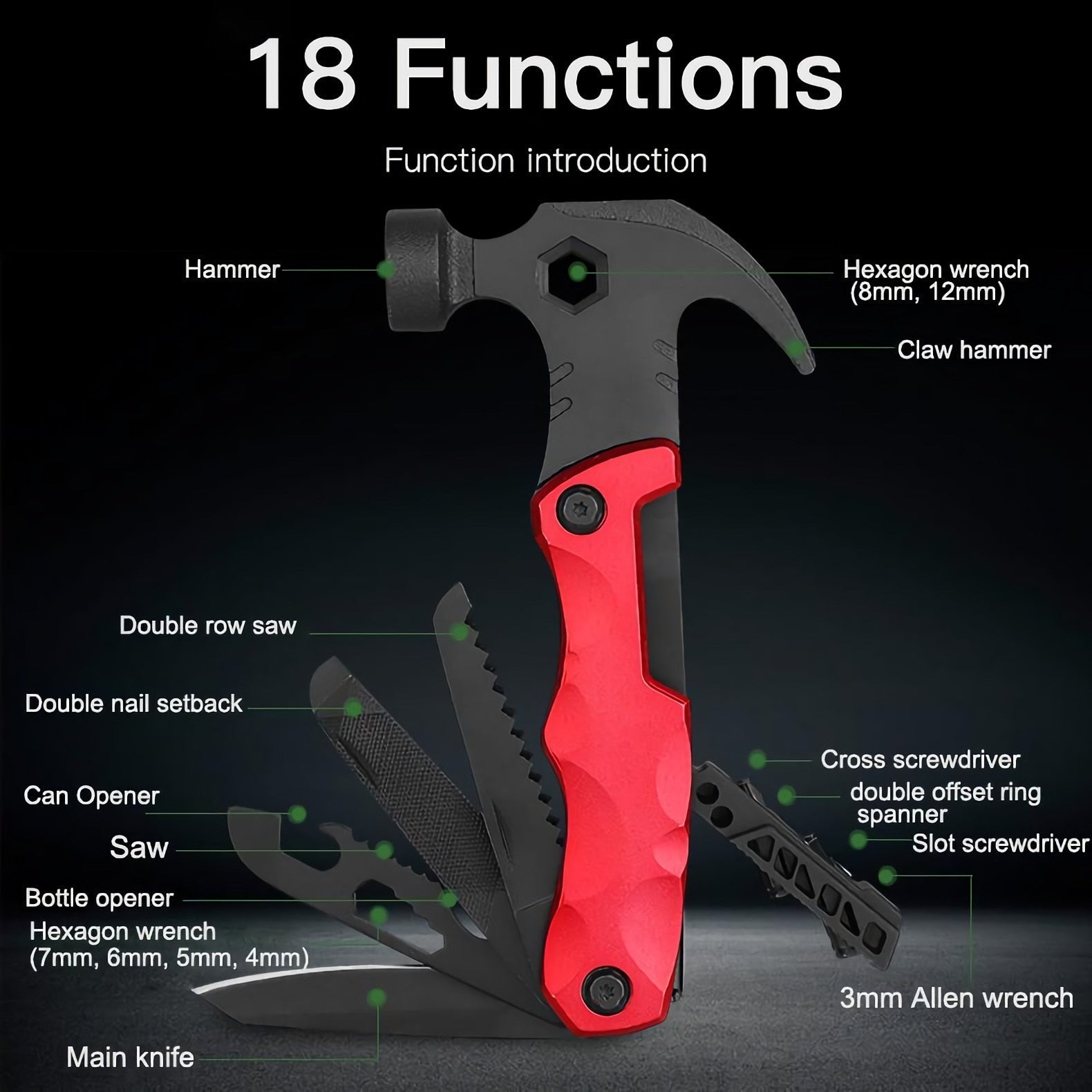 Outdoor Camping Claw Hammer for Survival Tent Multifunctional Hand Tools