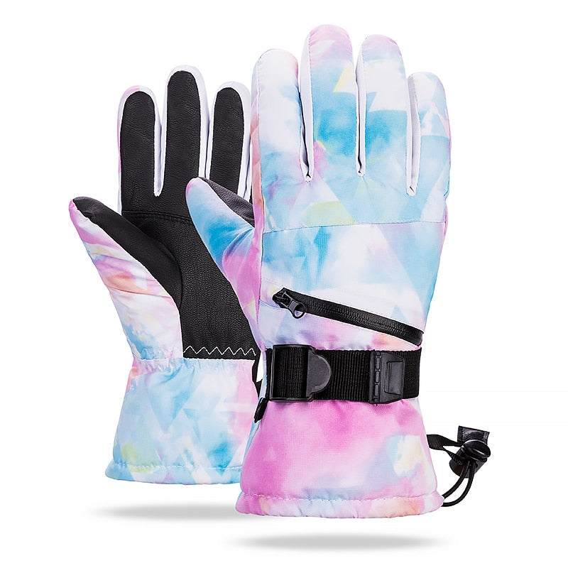 Thermal Ski Gloves Men Women Winter Fleece Waterproof Warm Snowboard 3 Fingers Touch Screen for Riding