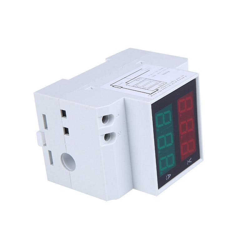Digital Din-Rail LED Voltage Ammeter Current Meter Voltmeter AC80-300V 0.2-99.9A Dual Display