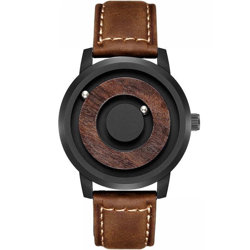 Minimalist Novelty Wood Dial Magnetic Scaleless Belt Natural Forest Fashion Men's Couple Watch