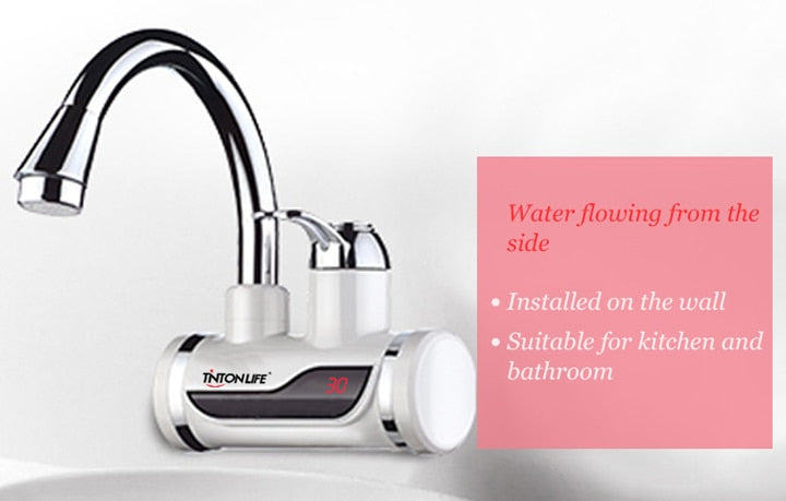 Instant Tankless Electric Water Heater Kitchen Heating Tap Faucet with LED