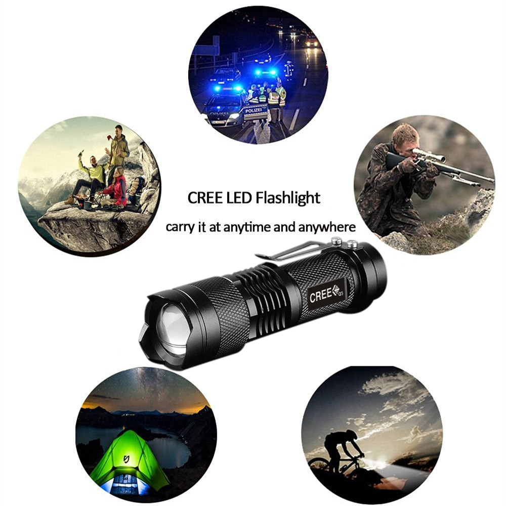 Powerful Tactical Flashlights Portable LED Camping Lamps 3 Modes Zoomable Torch Light Lanterns Self Defense 6pcs