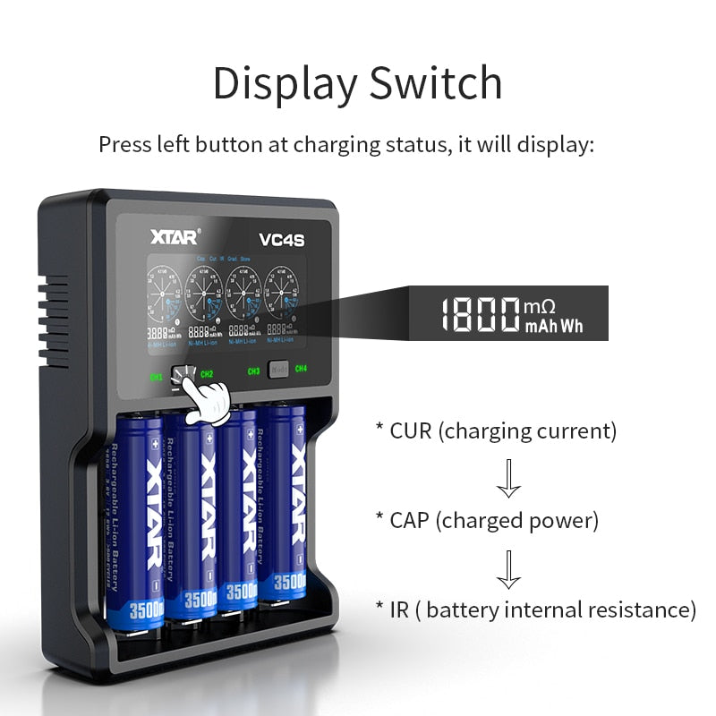 Quick Charger Battery Charger For 18650 26650 21700 18350 AAA AA Rechargeable Batteries 3.7V 1.2V NiMH Battery