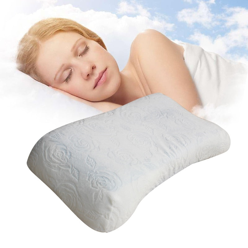 Cotton Memory Orthopedic Sleep Blue Cool Comfort Gel Neck Pillow