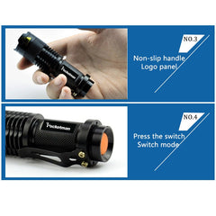 Powerful Tactical Flashlights Portable LED Camping Lamps 3 Modes Zoomable Torch Light Lanterns Self Defense 6pcs