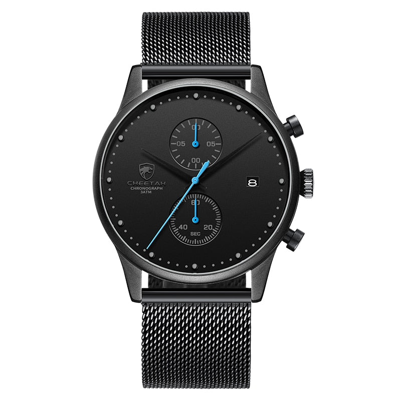 Men Chronograph Quartz Stainless Steel Waterproof Sports Clock Business Watch reloj hombre