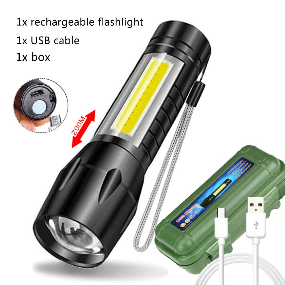 Portable Rechargeable Zoom LED Flashlight Torch Lantern 3 Lighting Modes Camping Light Mini Led