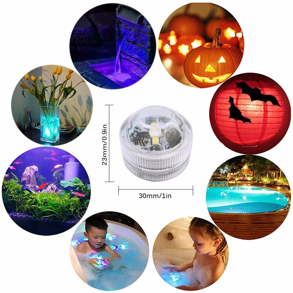 Underwater LED Lights Submersible RGB Waterproof Light Battery Powered Swimming Pool Light With Battery For Vase Pond