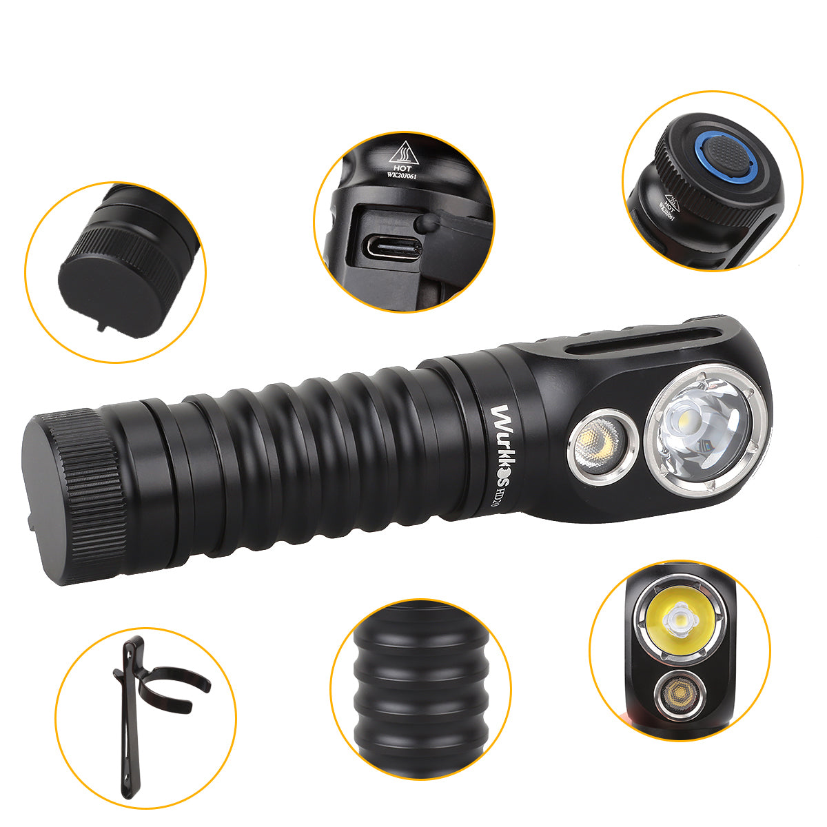 Headlamp Rechargeable 21700 Headlight 2000lm Dual LED LH351D XPL USB Reverse Charge Magnetic Tail Work Camp Light