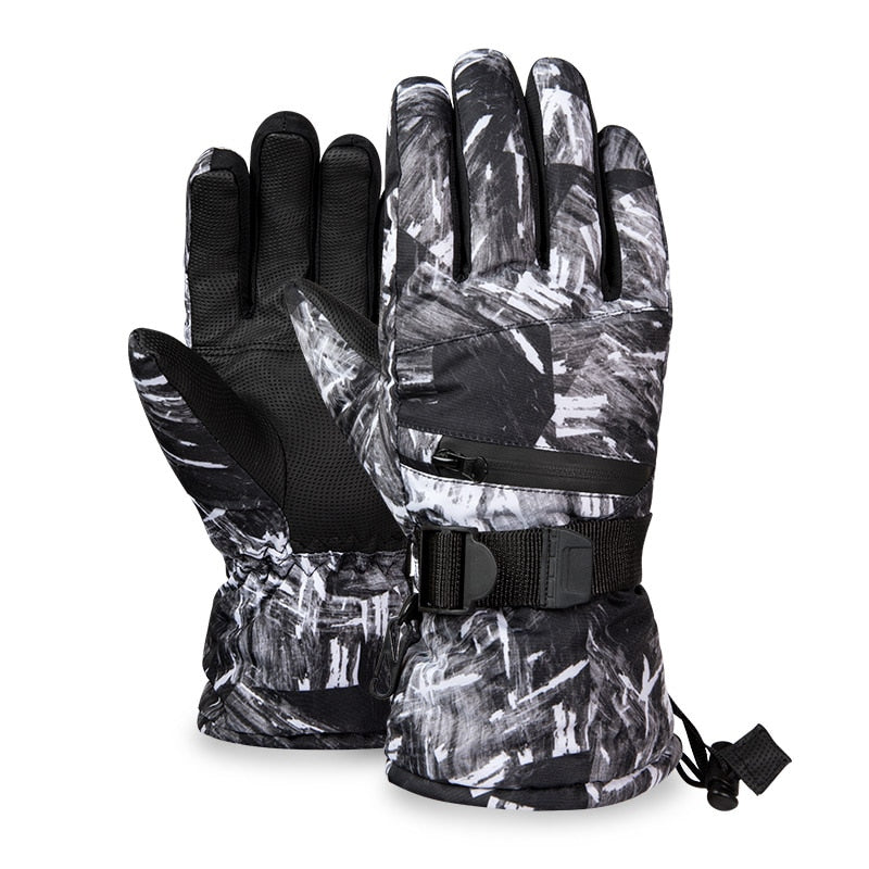 Thermal Ski Gloves Men Women Winter Fleece Waterproof Warm Snowboard 3 Fingers Touch Screen for Riding