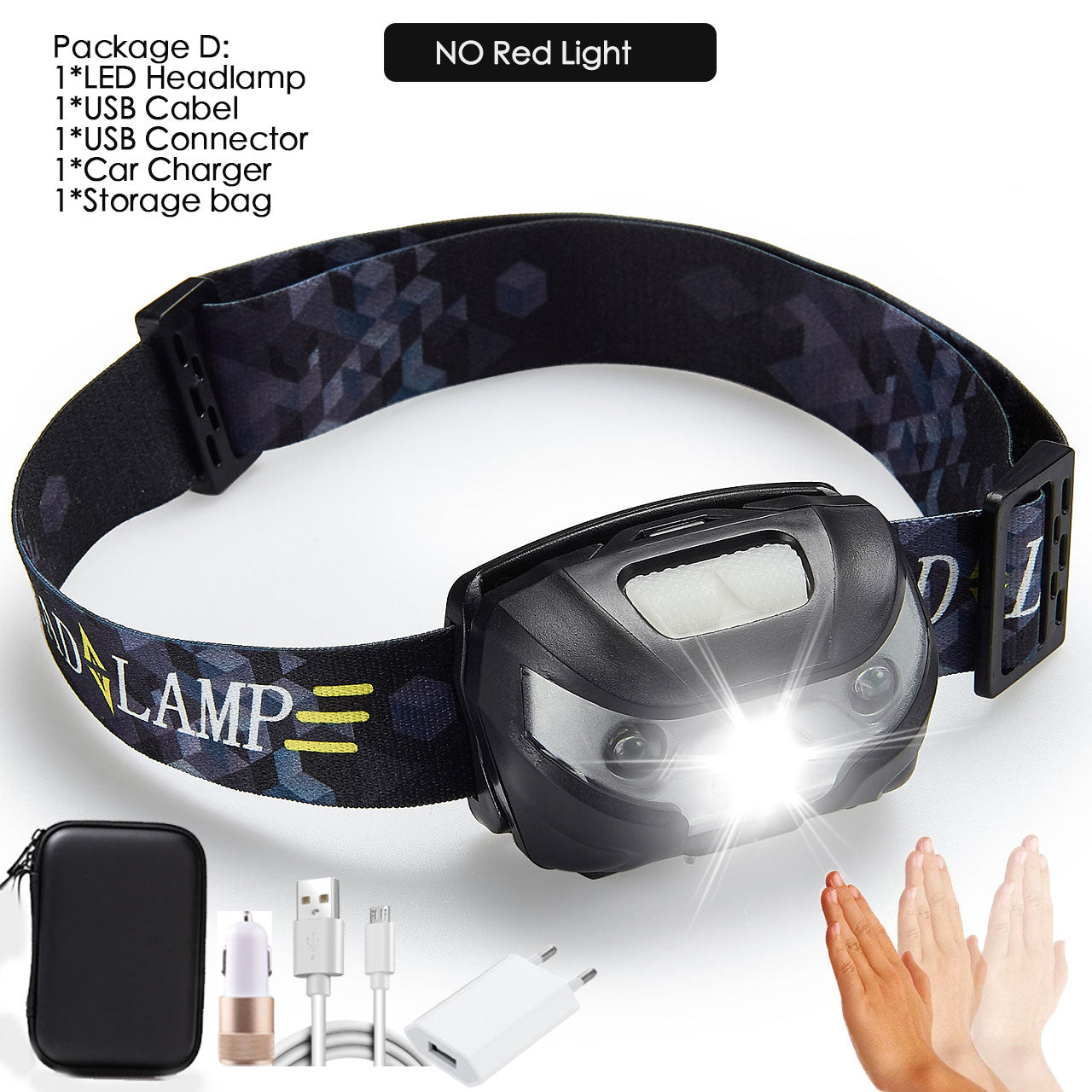 6000Lms LED Headlamp Rechargeable Body Motion Sensor Headlight Camping Flashlight Head Light Torch Lamp With USB
