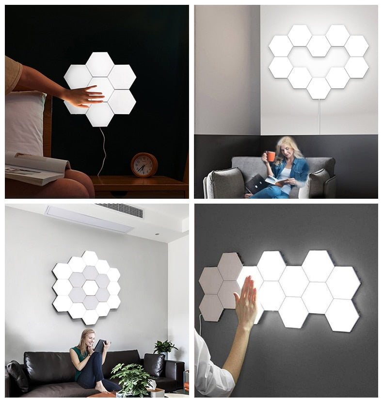 LED-Wall Touch Sensor Quantum Lamp Wall Light Home Decoration Modern Creative Honeycomb Modular Assembly Helios Adsorption