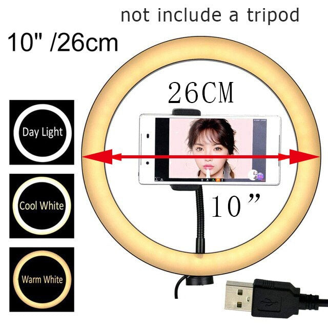 Selfie Ring Light with Tripod Stand and Phone Holder for Live Stream