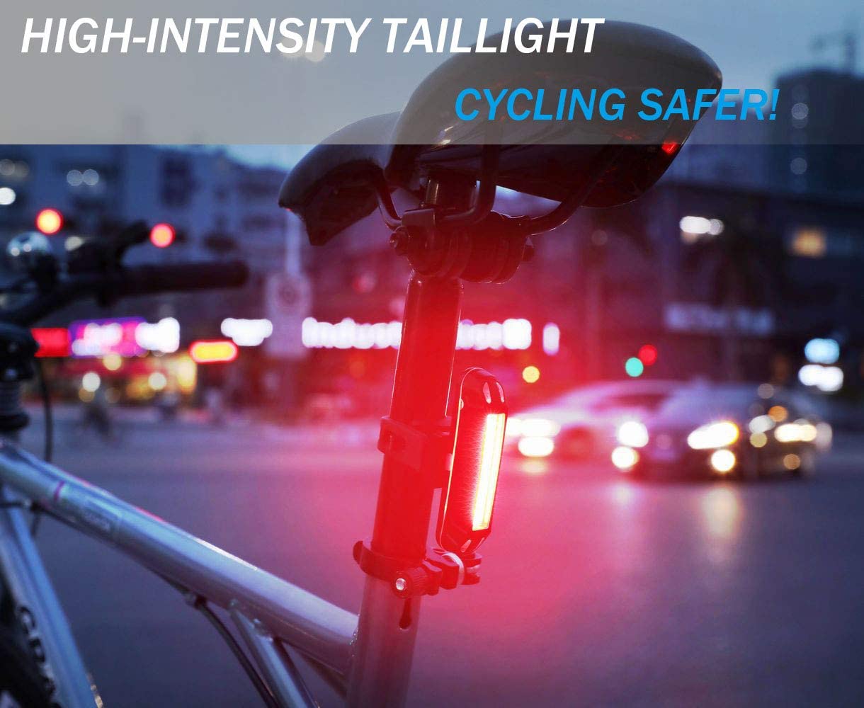 Waterproof Bike Tail 500mAh Rear USB Charging 5 Modes Flashlight With COB Lamp
