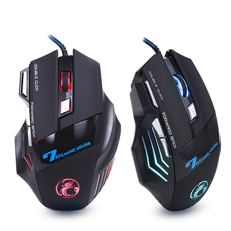 Ergonomic 5500 DPI Wired Gaming Mouse with 7 Button LED Backlight