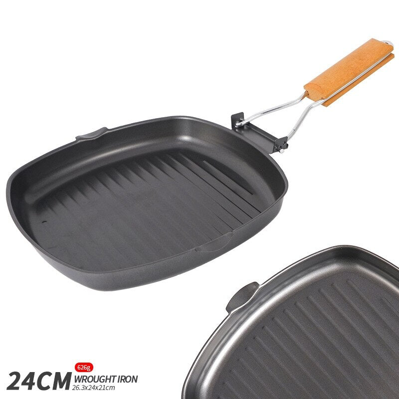 Outdoor Portable Folding Pan Small Frying Pan Camping Picnic Cookware Non-stick Pan Cooking Tableware Camping Utensils
