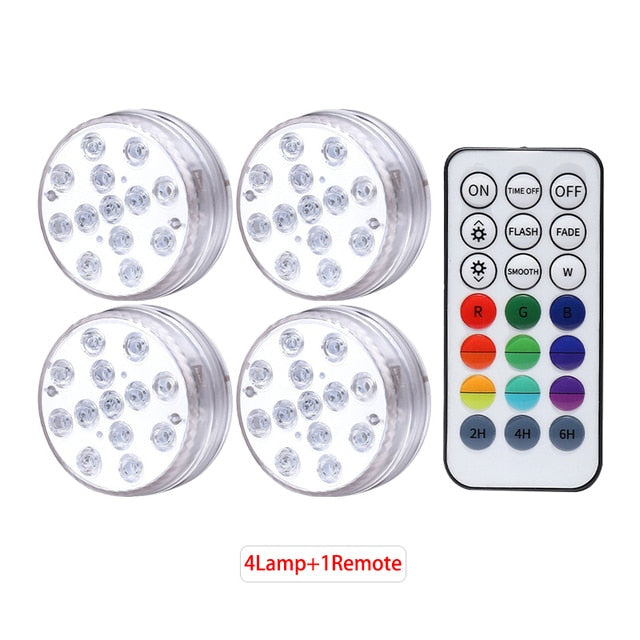 Underwater Light IP68 Waterproof Swimming Pool RF Remote Control Submersible Lights For Pond Vase