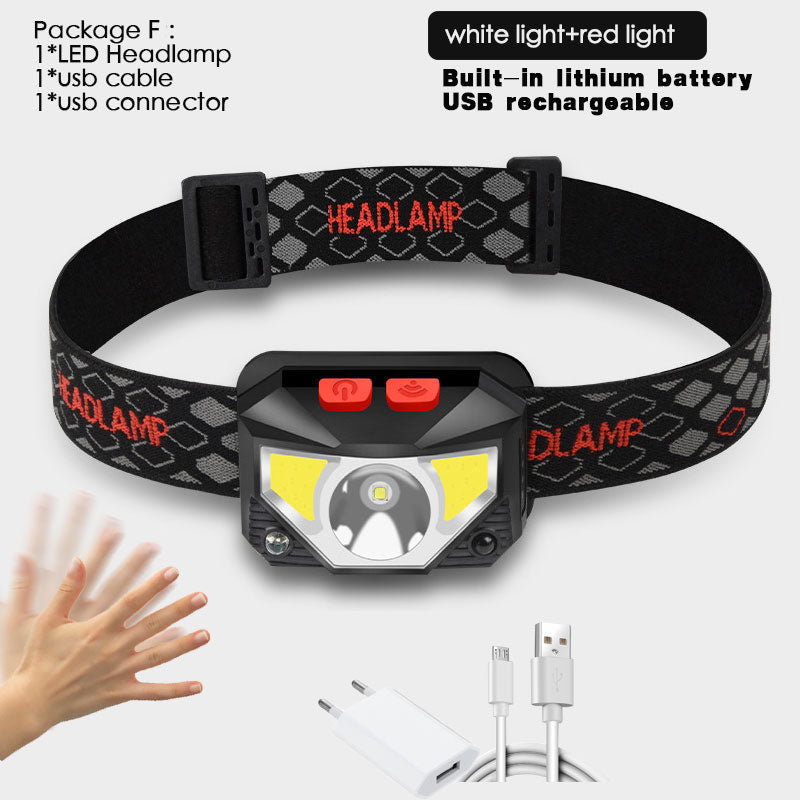 6000Lms LED Headlamp Rechargeable Body Motion Sensor Headlight Camping Flashlight Head Light Torch Lamp With USB
