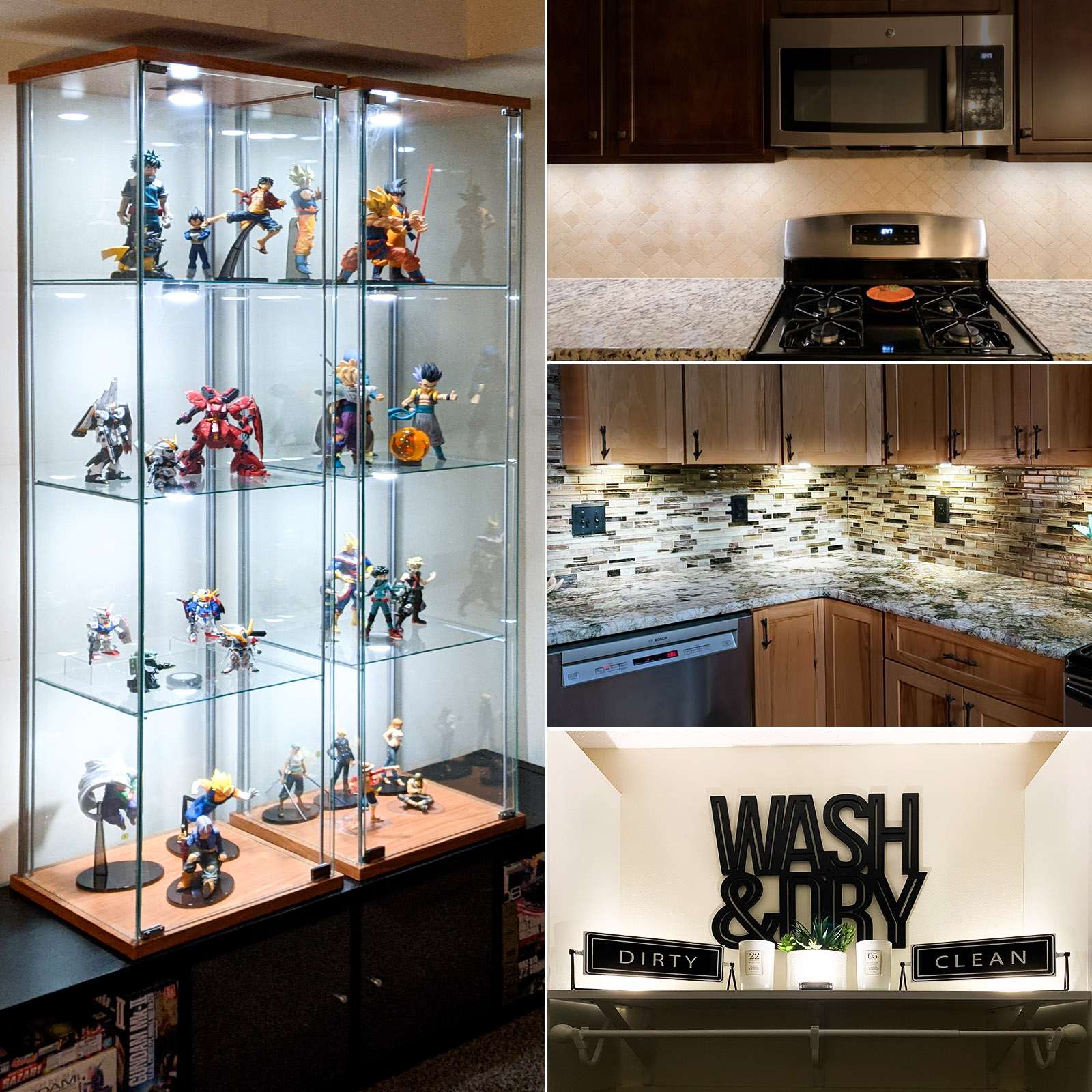 6 Pack RGB Under Cabinet Lights Led Wireless Closet with remote control Wall Lamp for Kitchen Without Battery