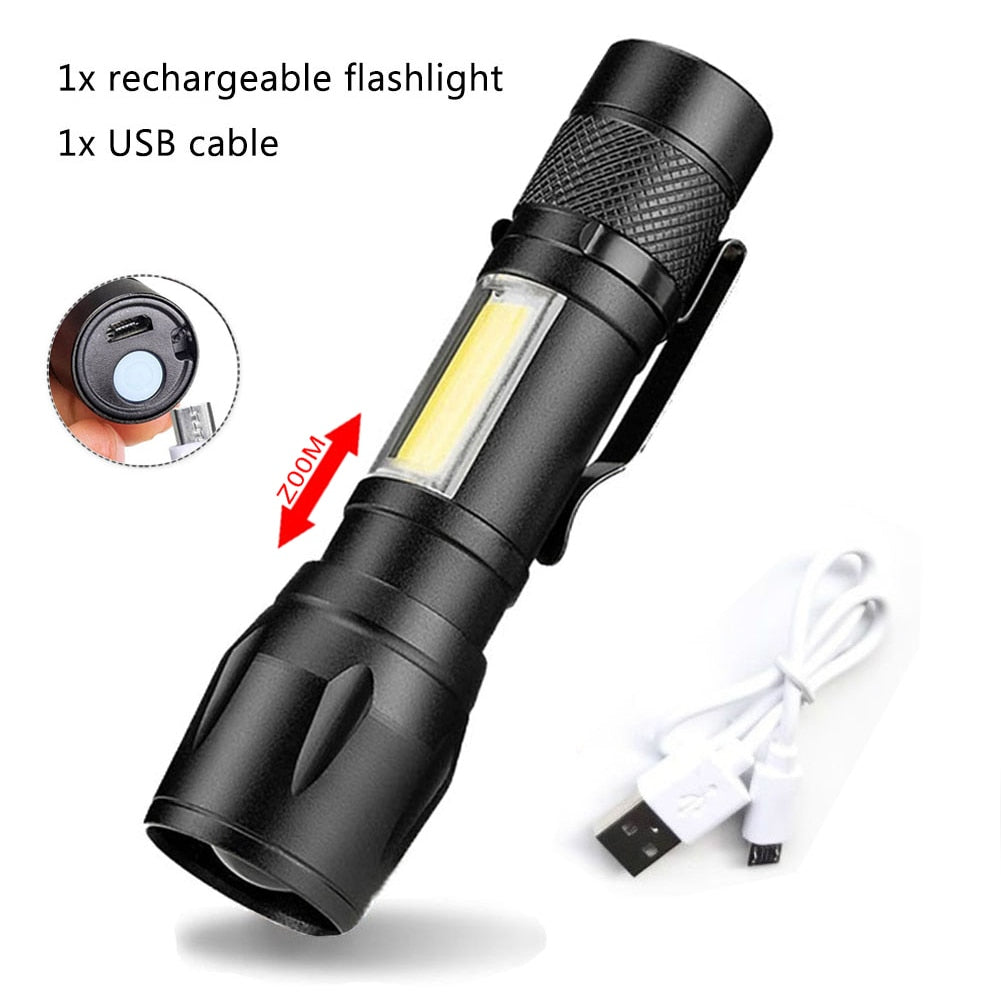 Portable Rechargeable Zoom LED Flashlight Torch Lantern 3 Lighting Modes Camping Light Mini Led
