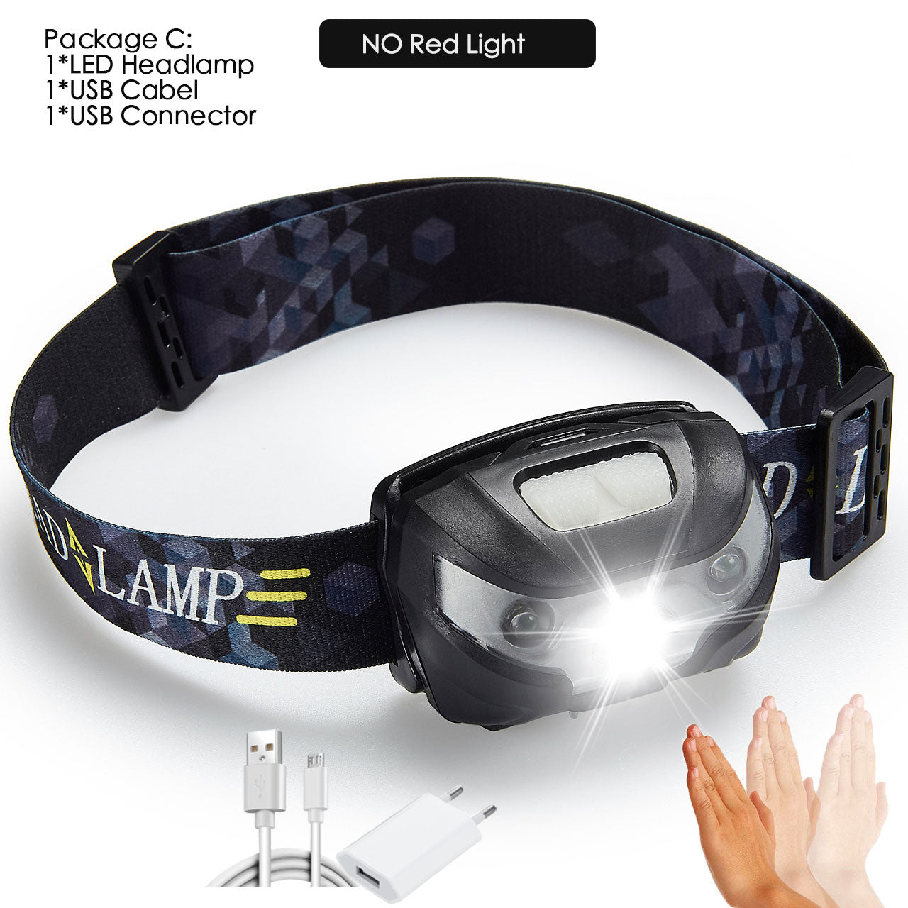 6000Lms LED Headlamp Rechargeable Body Motion Sensor Headlight Camping Flashlight Head Light Torch Lamp With USB