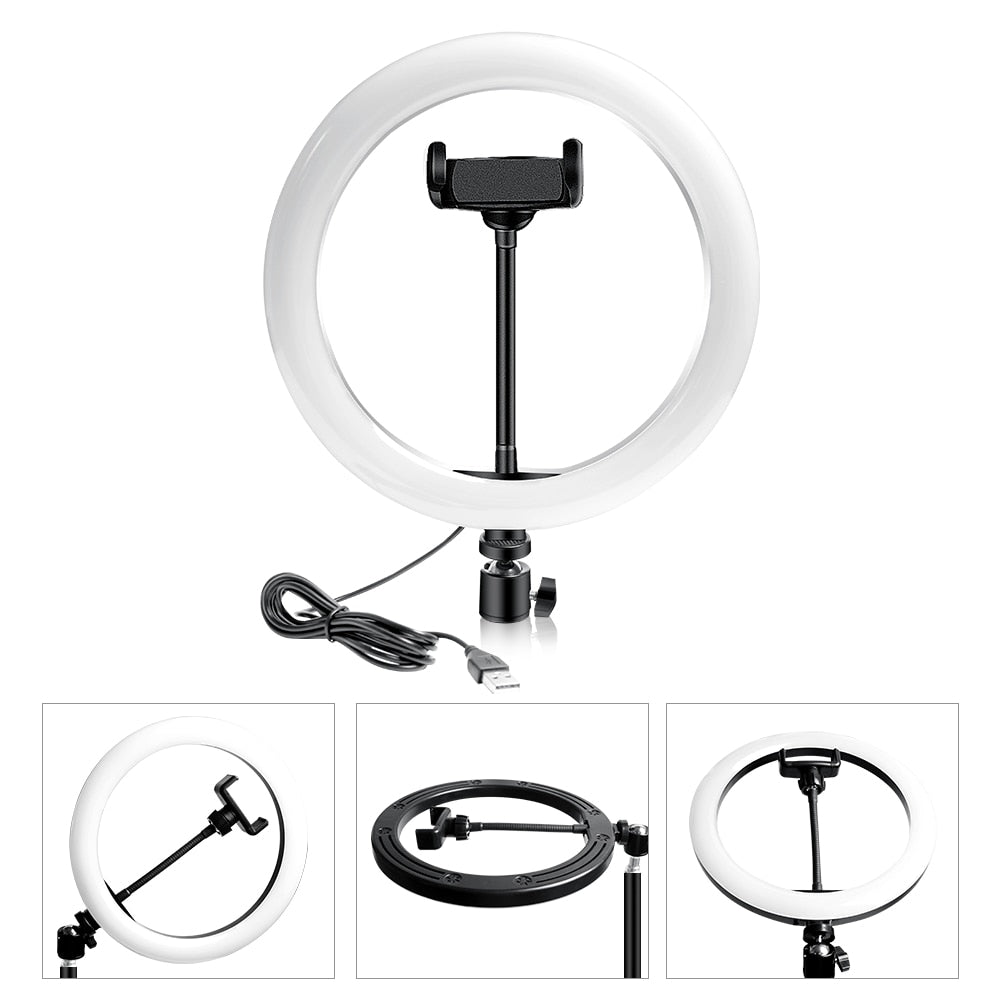 10" RGB Ring Lamp with Tripod Stand and Wireless Remote, 16 Light LED Colors