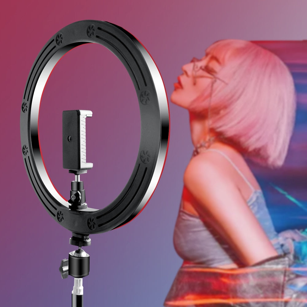 10" RGB Ring Lamp with Tripod Stand and Wireless Remote, 16 Light LED Colors