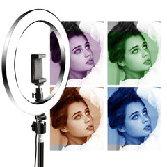 10" RGB Ring Lamp with Tripod Stand and Wireless Remote, 16 Light LED Colors