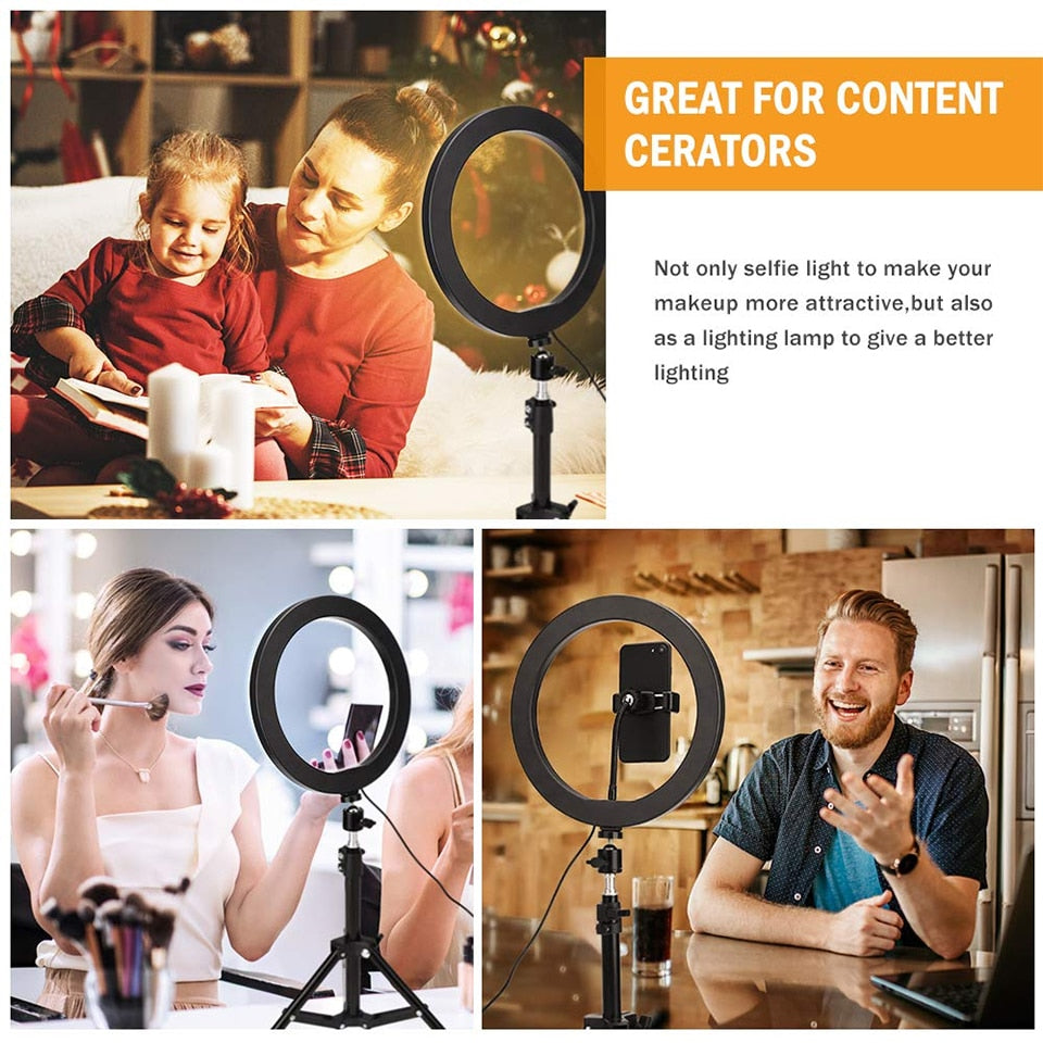 Selfie Ring Light with Tripod Stand and Phone Holder for Live Stream