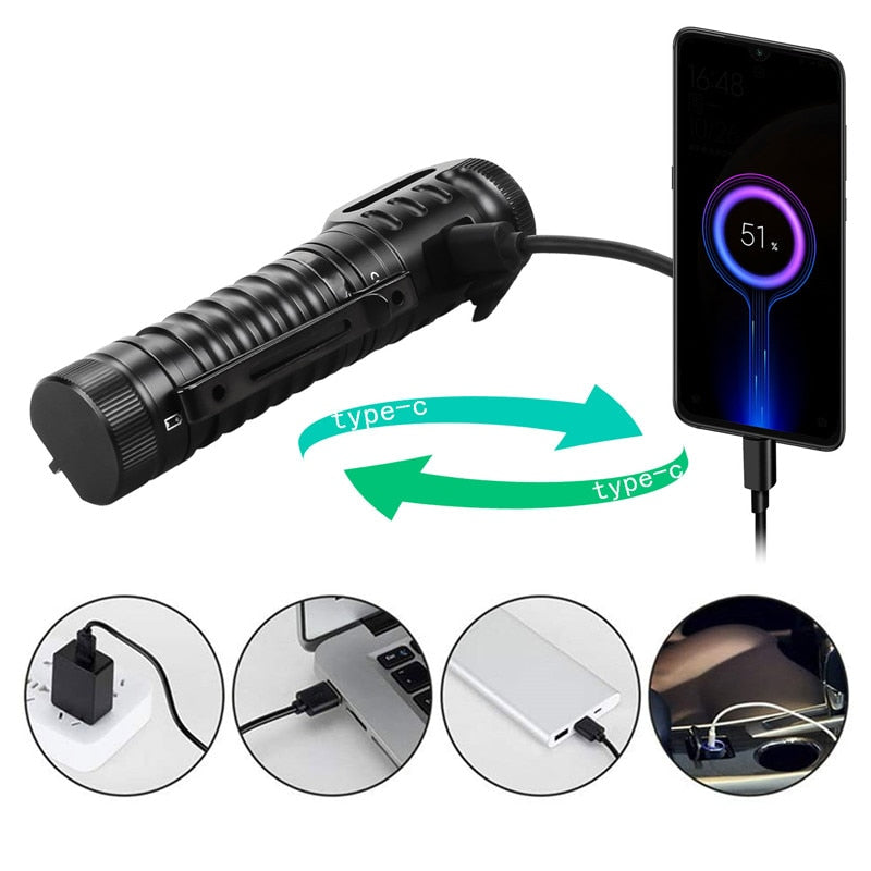 Headlamp Rechargeable 21700 Headlight 2000lm Dual LED LH351D XPL USB Reverse Charge Magnetic Tail Work Camp Light