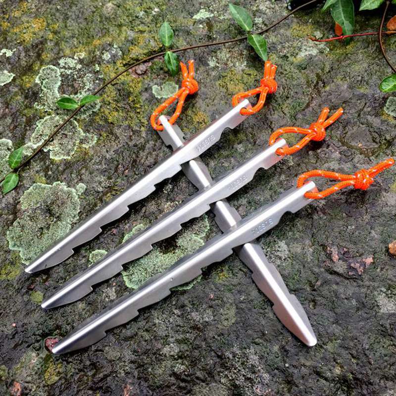 304 Stainless Steel Tent Peg V Shape Titanium Spike Windproof Outdoor Camping Ground Nails Traveling Tent Accessories
