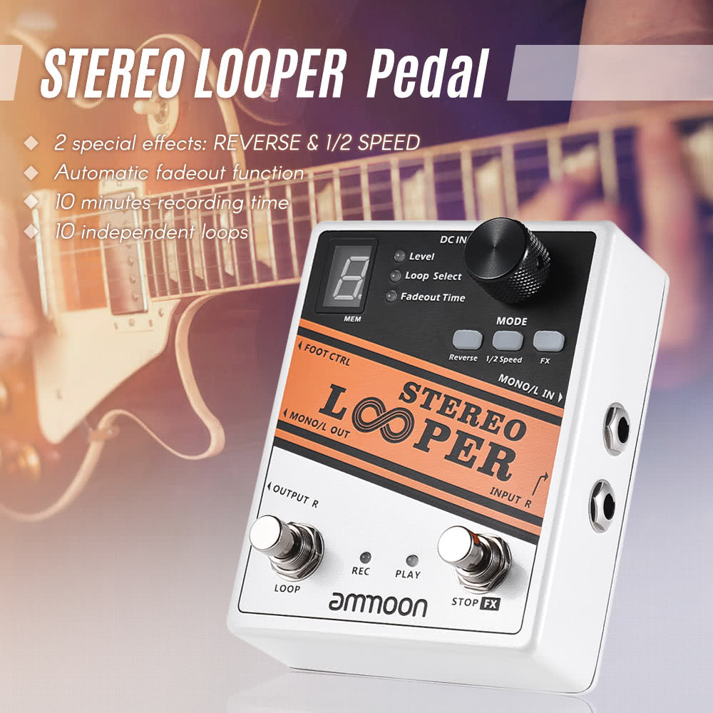 Record Guitar Effect Pedal 10 Independent Loops Max
