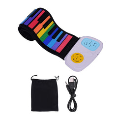 49 Keys Rainbow Roll-Up Piano Electronic Keyboard Colorful Silicon Built-in Speaker Musical Education Toy