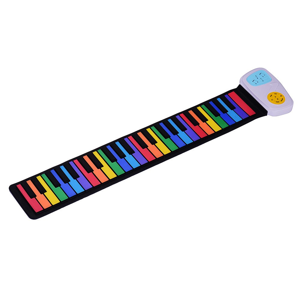 49 Keys Rainbow Roll-Up Piano Electronic Keyboard Colorful Silicon Built-in Speaker Musical Education Toy