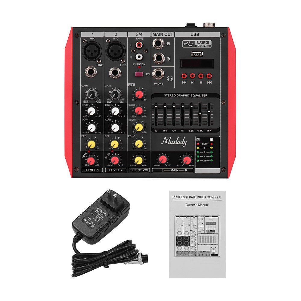 Portable 4-Channel Mixing Console Mixer