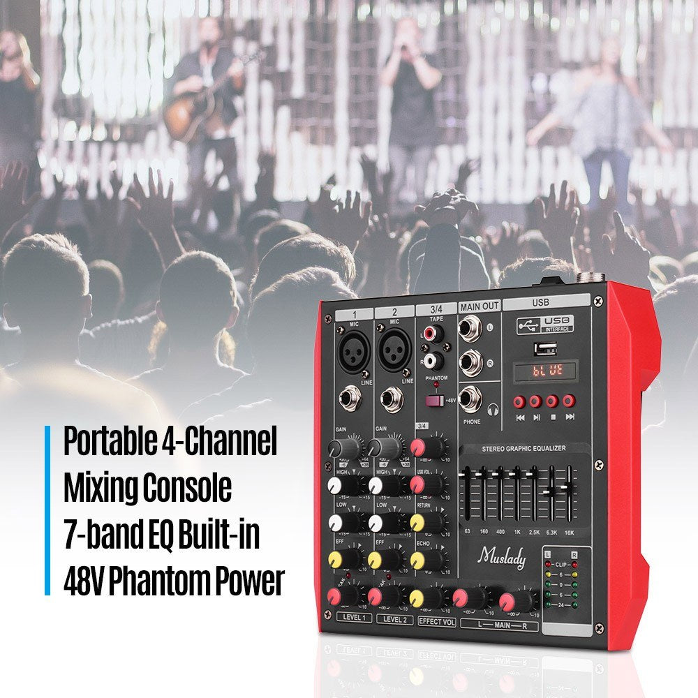 Portable 4-Channel Mixing Console Mixer