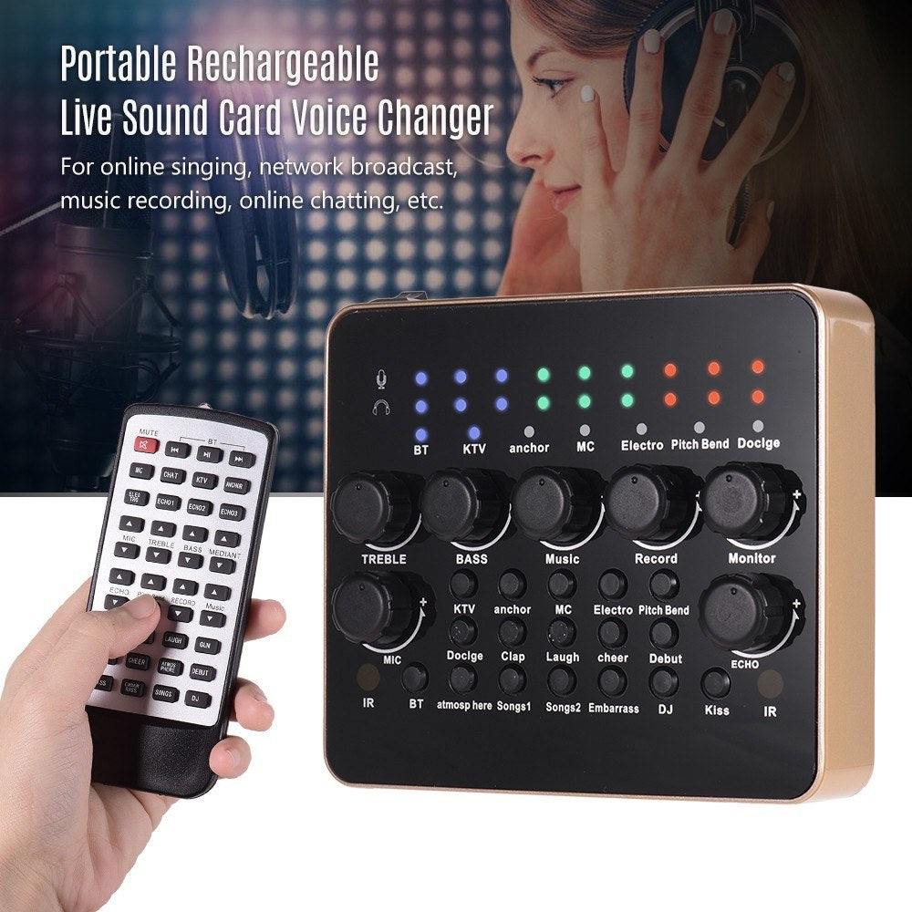 Portable Rechargeable Live Sound Card Voice Changer