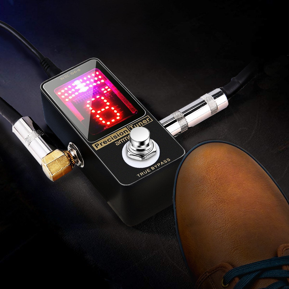 Chromatic Tuner Pedal Large LED Display Full Metal Shell with True Bypass for Guitar Bass